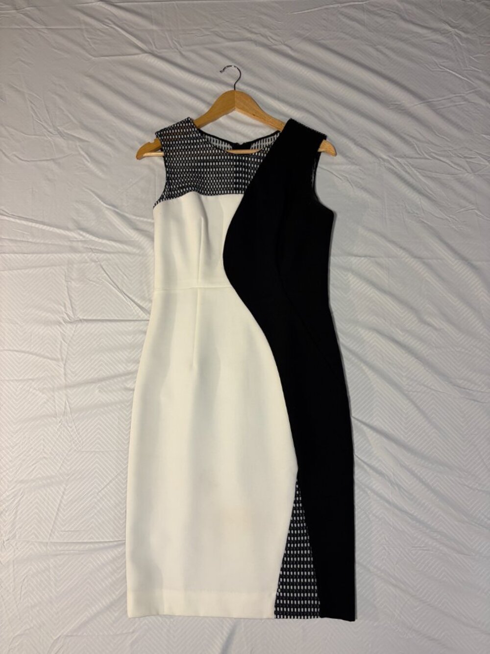 Milly Mesh Helix Colorblock Sheath Dress Black White Size 8